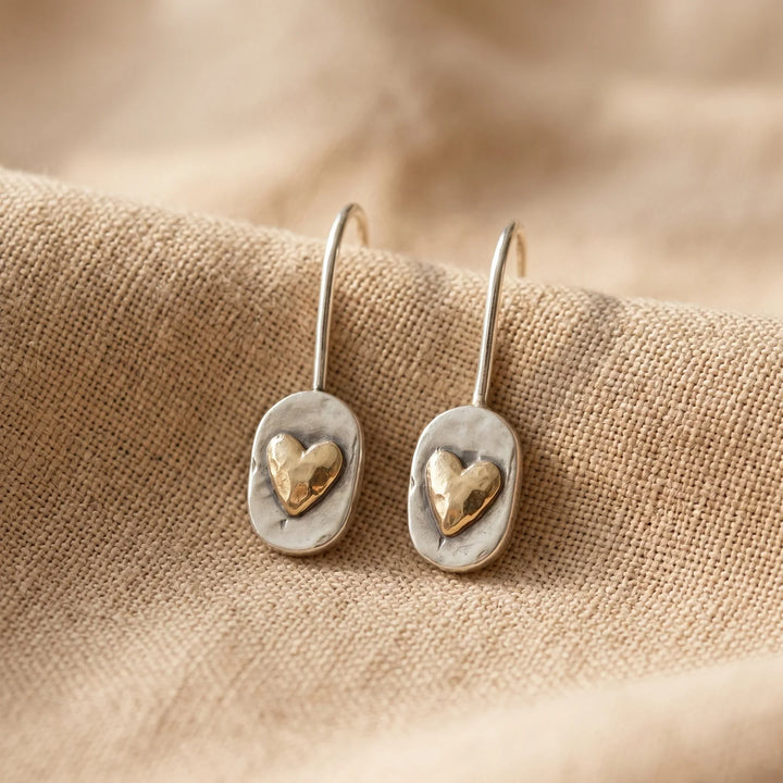 Vintage Silver Golden Heart Earrings