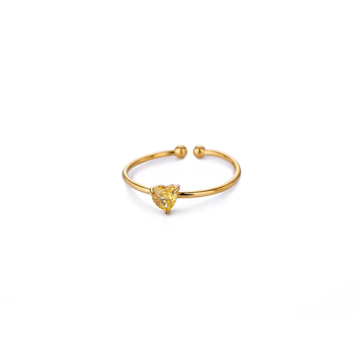 Birthstone Ring Titanium Steel Plated 18K Open Adjustable Gold