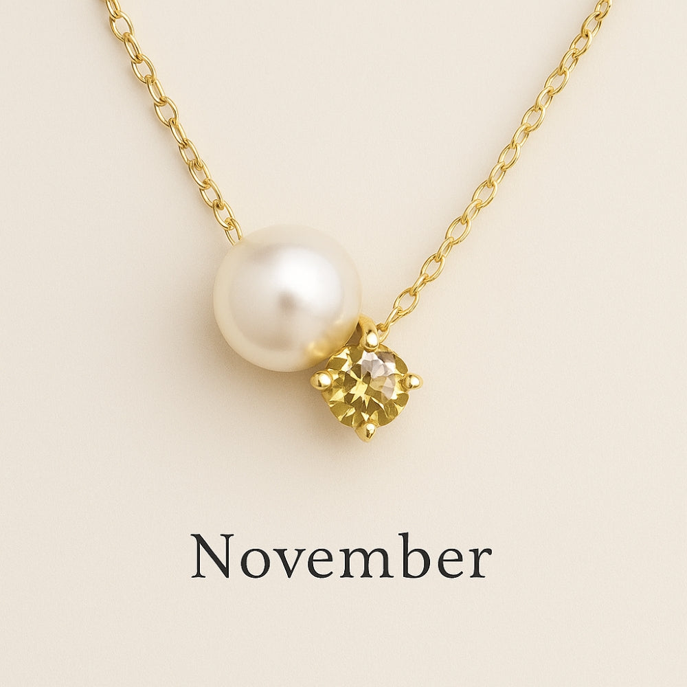 Pearl &amp; Zircon Birthstone Pendant Necklace