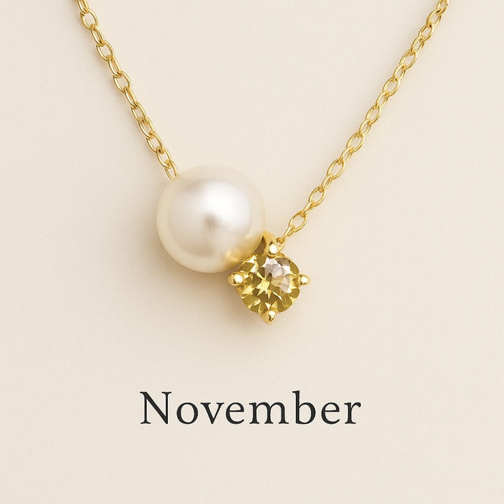 Pearl &amp; Zircon Birthstone Pendant Necklace