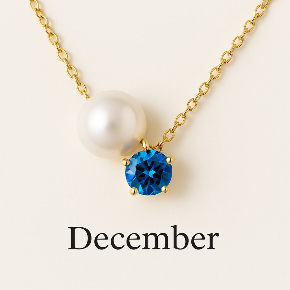 Pearl &amp; Zircon Birthstone Pendant Necklace