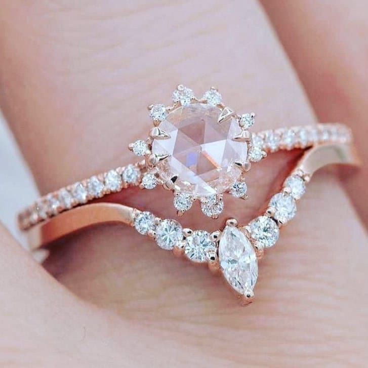Rose Gold Zirconia Halo Ring