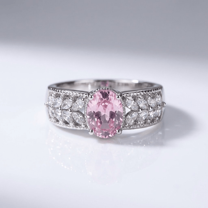 Pink Crystal Band Ring - (Adjustable)