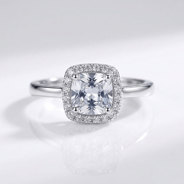Zirconia Silver Halo Ring