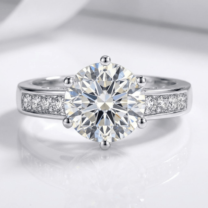 Silver Round Diamond Classic Ring