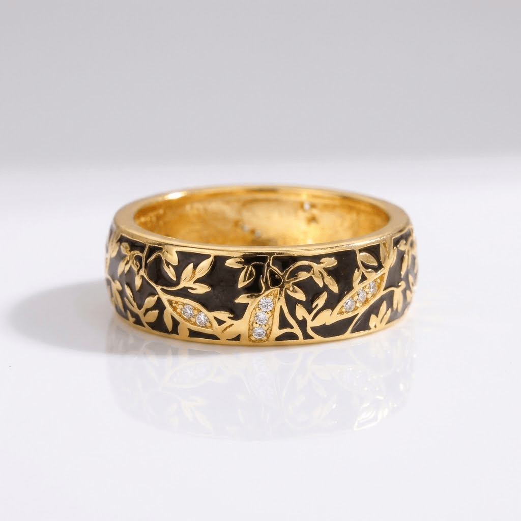 Gold Vintage Leaf Band Ring