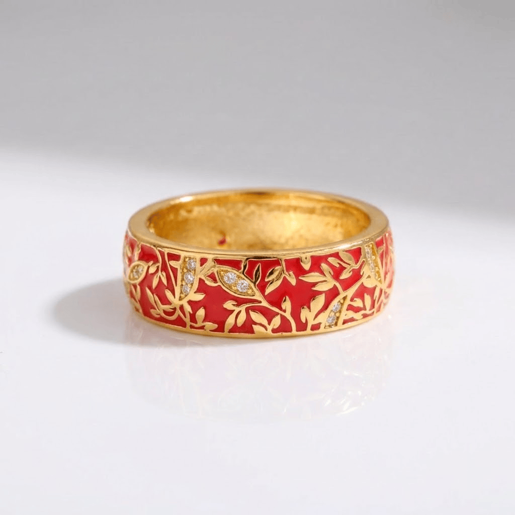 Gold Vintage Leaf Band Ring