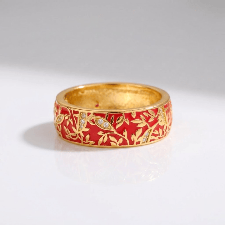 Gold Vintage Leaf Band Ring