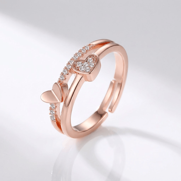 Rose Gold Heart Zirconia - (Adjustable)