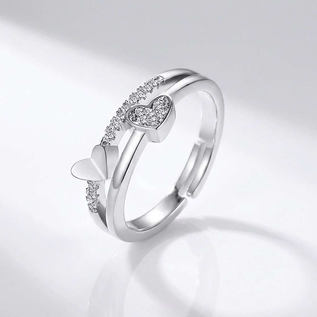 Rose Gold Heart Zirconia - (Adjustable)