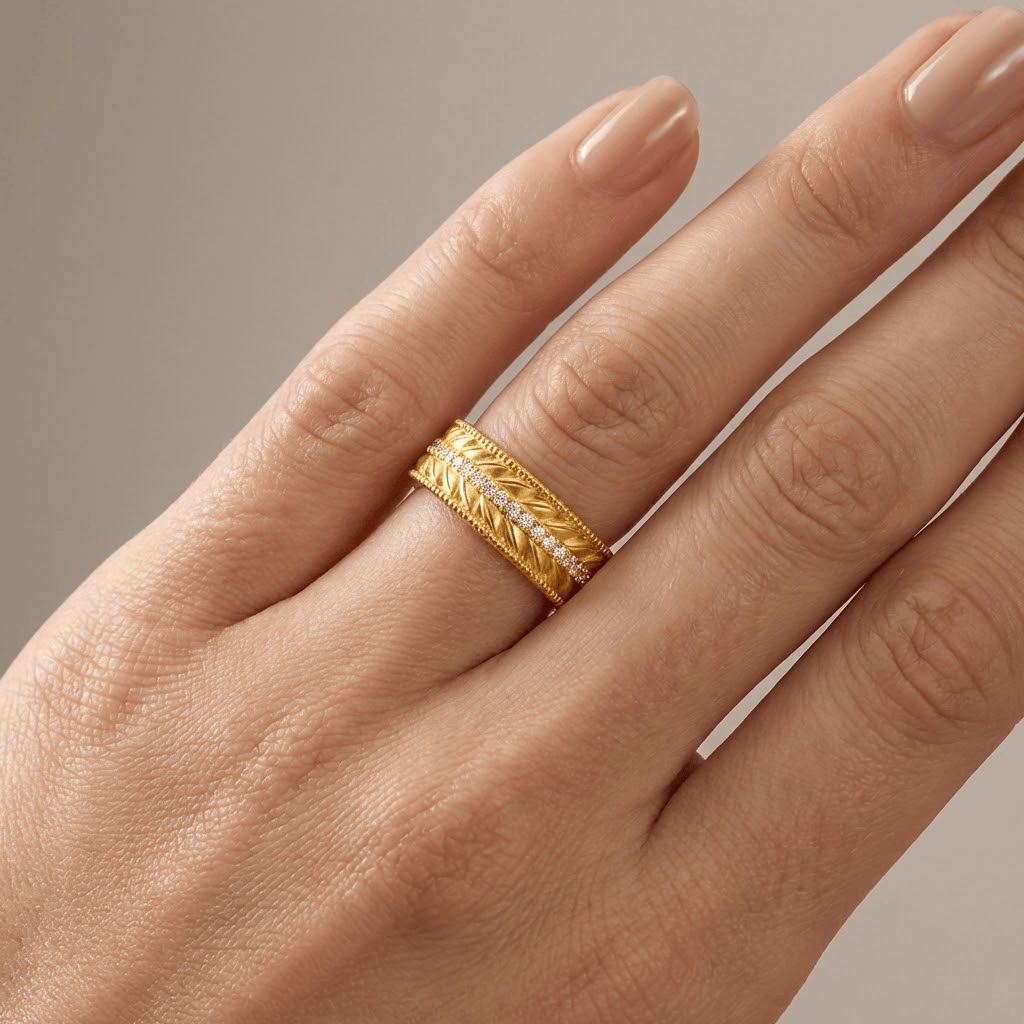 Gold Textured Band Ring