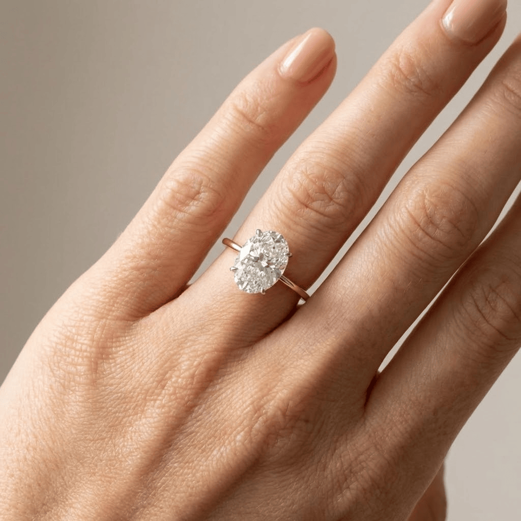 Oval Diamond Solitaire Ring