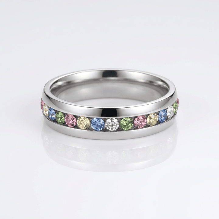 Colorful Crystal Eternity Band Ring