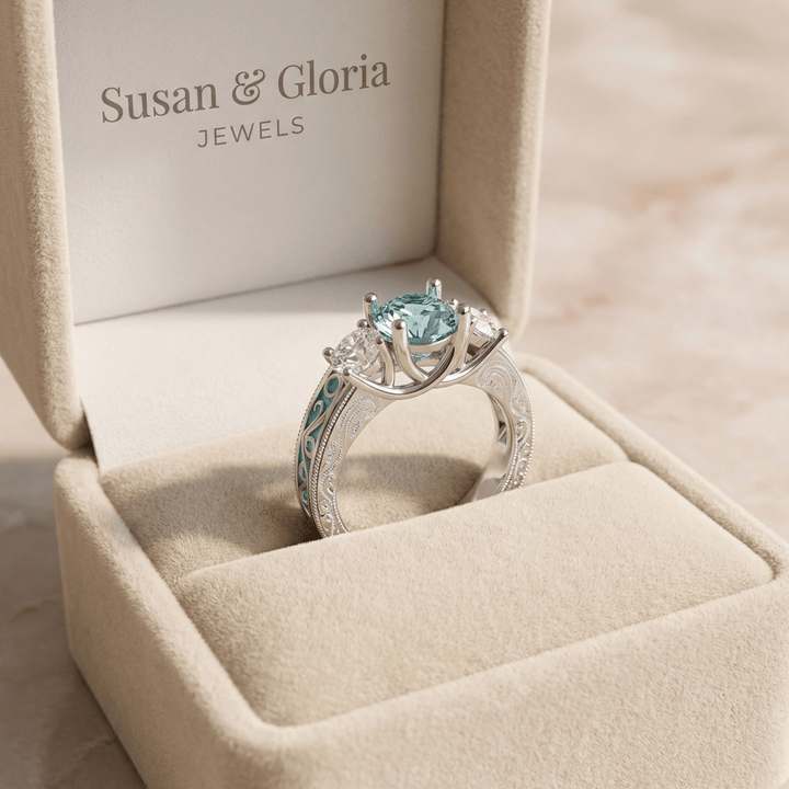 Silver Gemstone Oval Halo Ring
