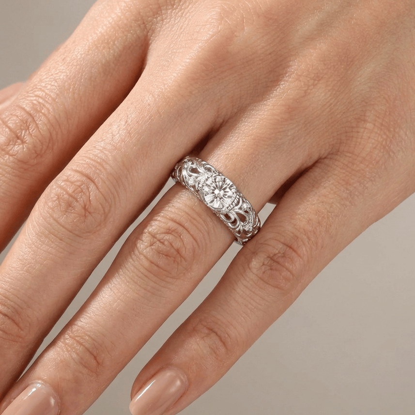 Silver Cushion Zirconia Vintage Ring