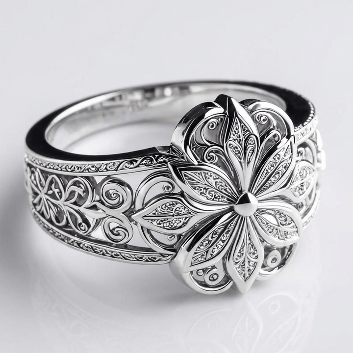 Silver Flower Zirconia Ring