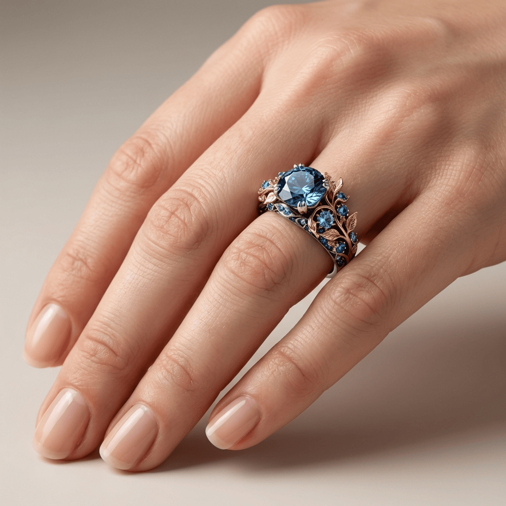 Gold &amp; Blue Topaz Vintage Ring
