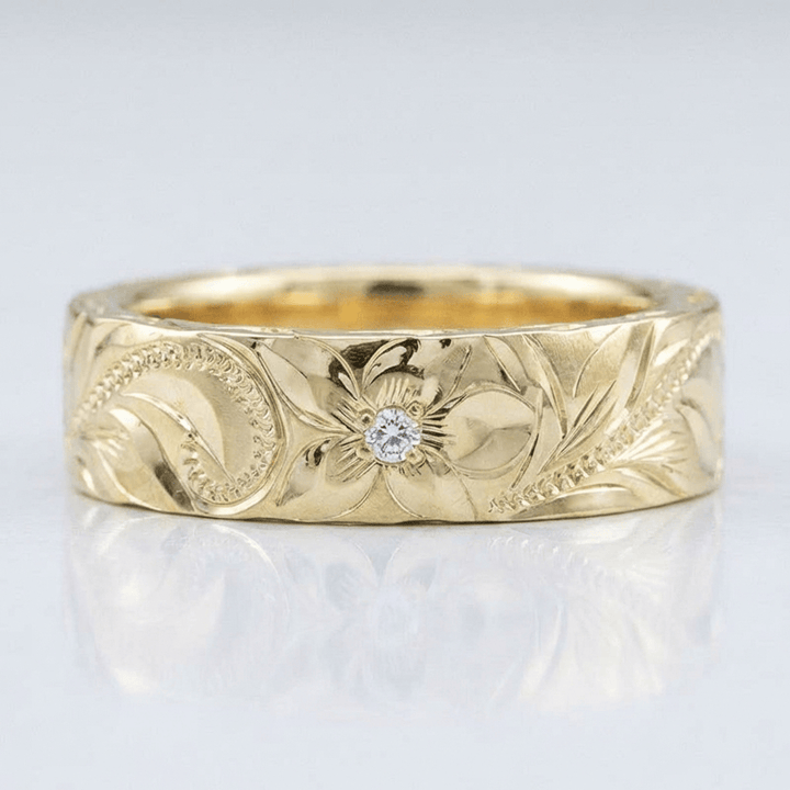 Gold Leaf Vintage Band Ring