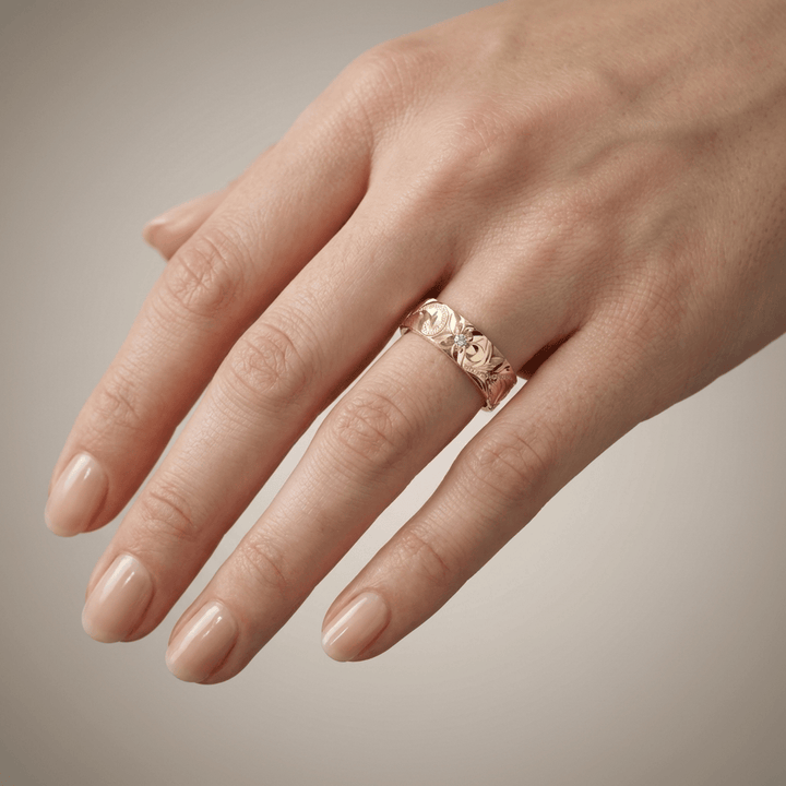 Gold Leaf Vintage Band Ring