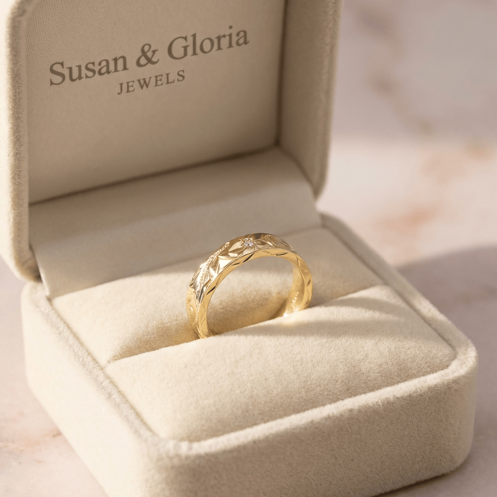 Gold Leaf Vintage Band Ring