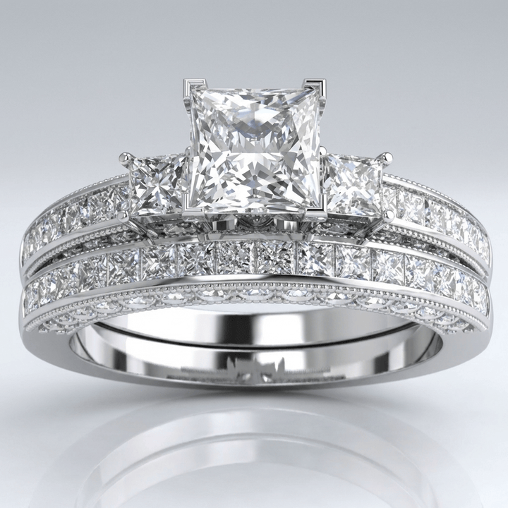 Silver Square Diamond Pave Ring