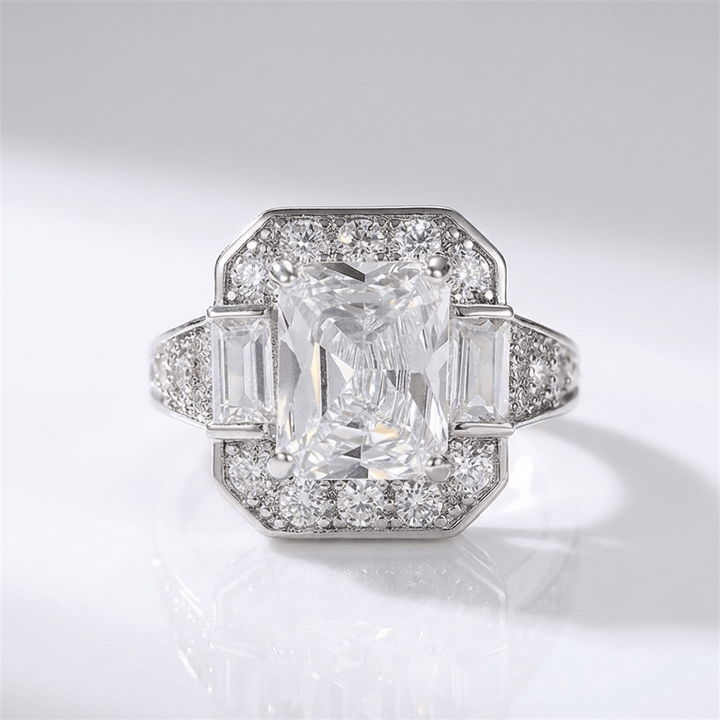 Silver Rectangular Zirconia Ring
