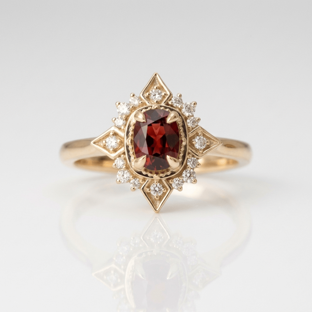 Gold Ruby Diamond Vintage Ring