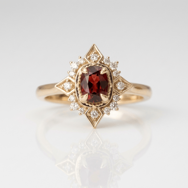 Gold Ruby Diamond Vintage Ring