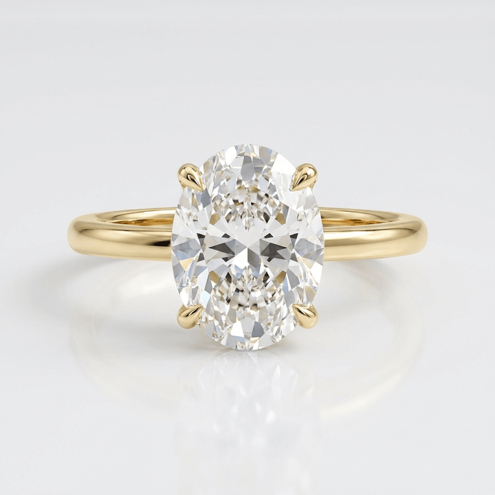Gold Oval Diamond Solitaire Ring