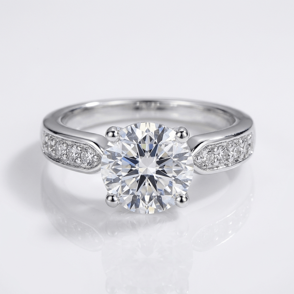 Rose Gold Round Diamond Pave Ring - (Adjustable)