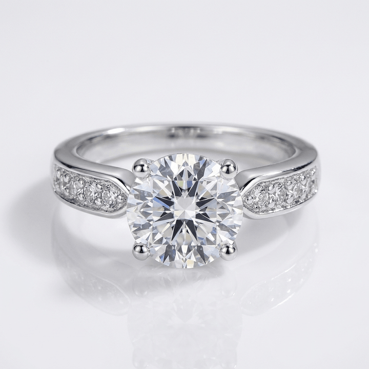 Rose Gold Round Diamond Pave Ring - (Adjustable)