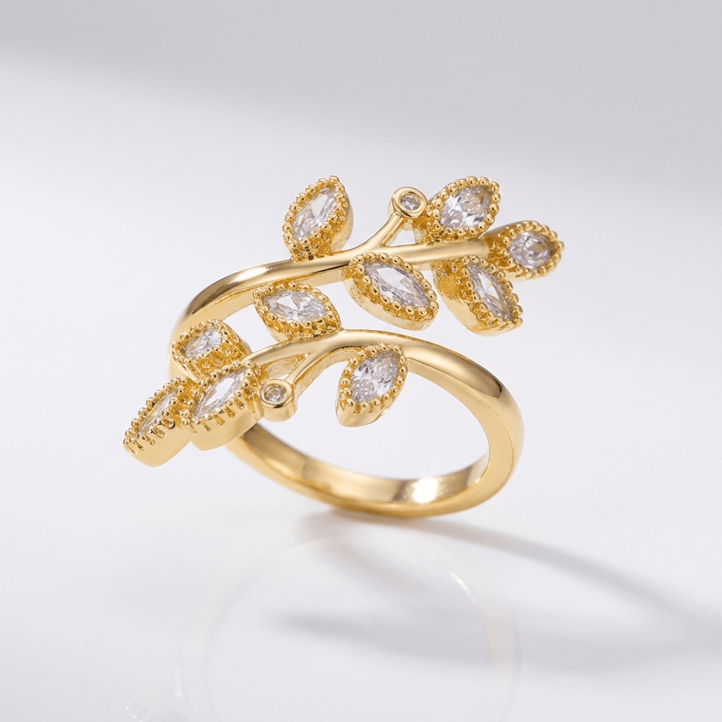 Gold Leaf Wrap Ring - (Adjustable)