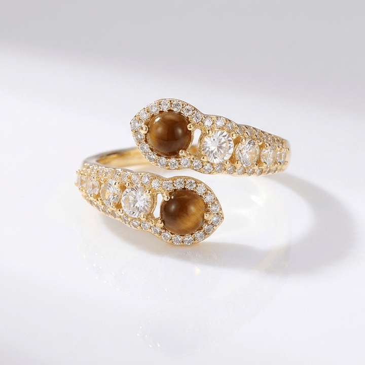 Gold Smoky Quartz Ring - (Adjustable)