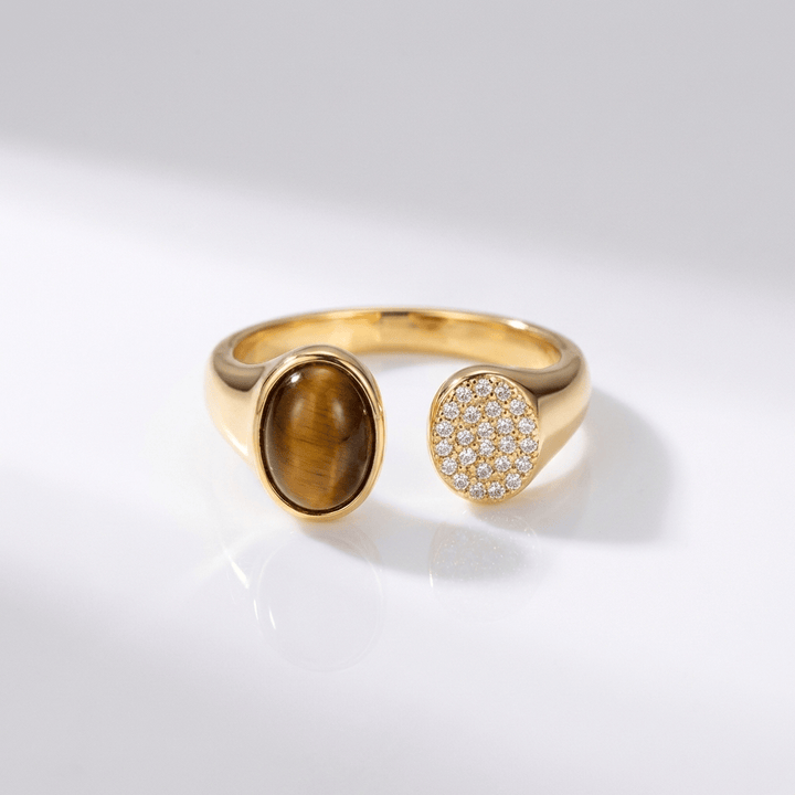 Gold Smoky Quartz Ring - (Adjustable)