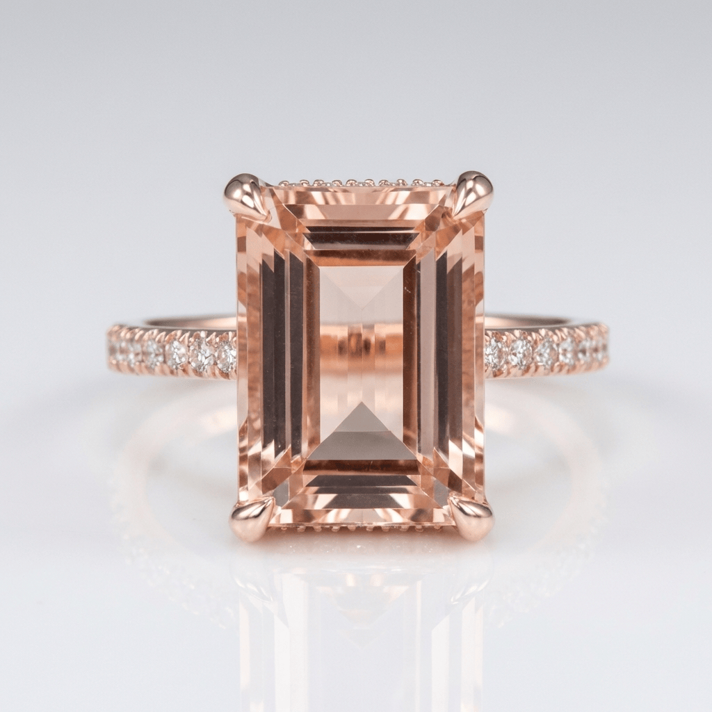 Rose Gold Morganite Pave Ring