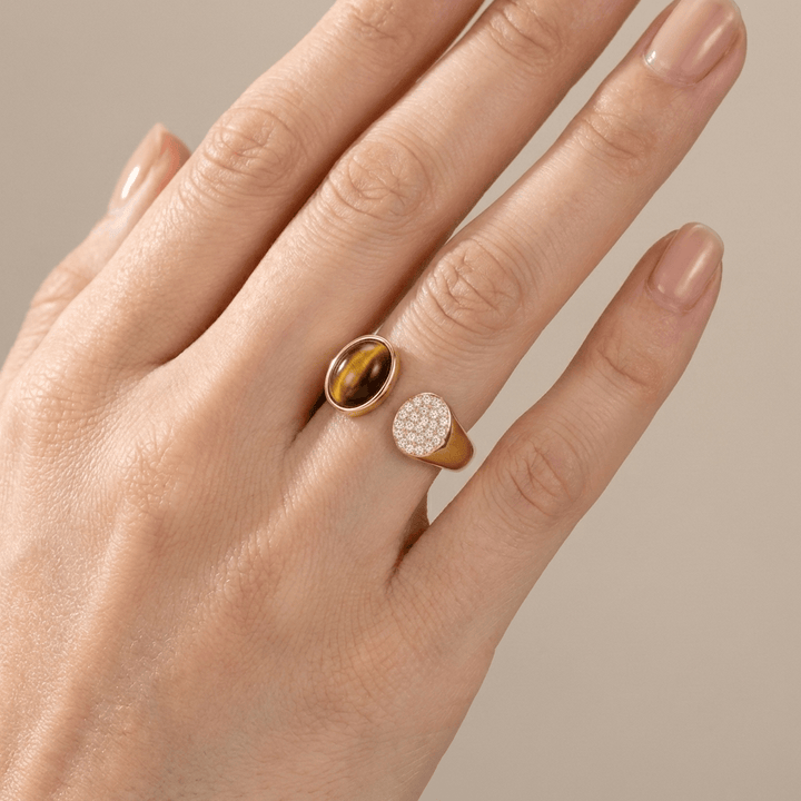 Gold Smoky Quartz Ring - (Adjustable)