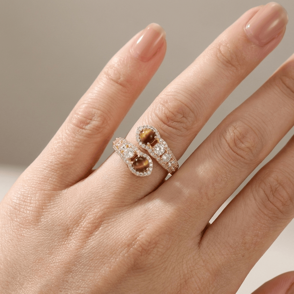 Gold Smoky Quartz Ring - (Adjustable)