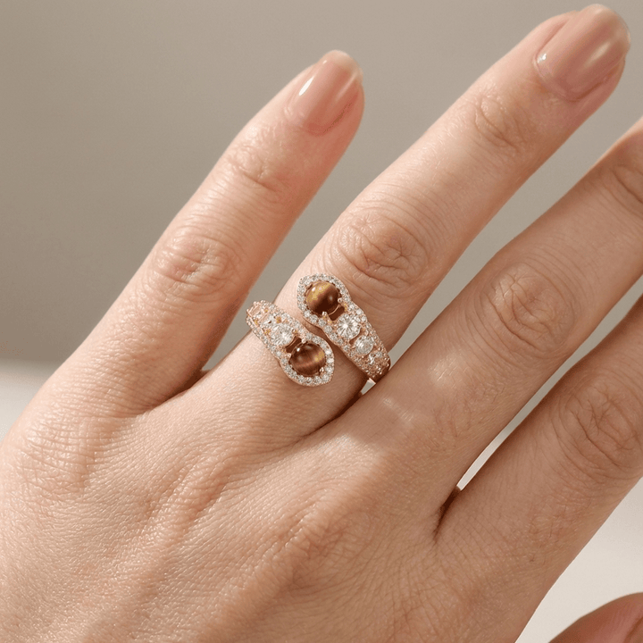 Gold Smoky Quartz Ring - (Adjustable)