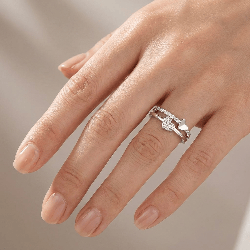 Rose Gold Heart Zirconia - (Adjustable)