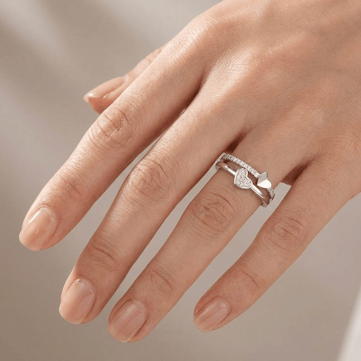 Rose Gold Heart Zirconia - (Adjustable)