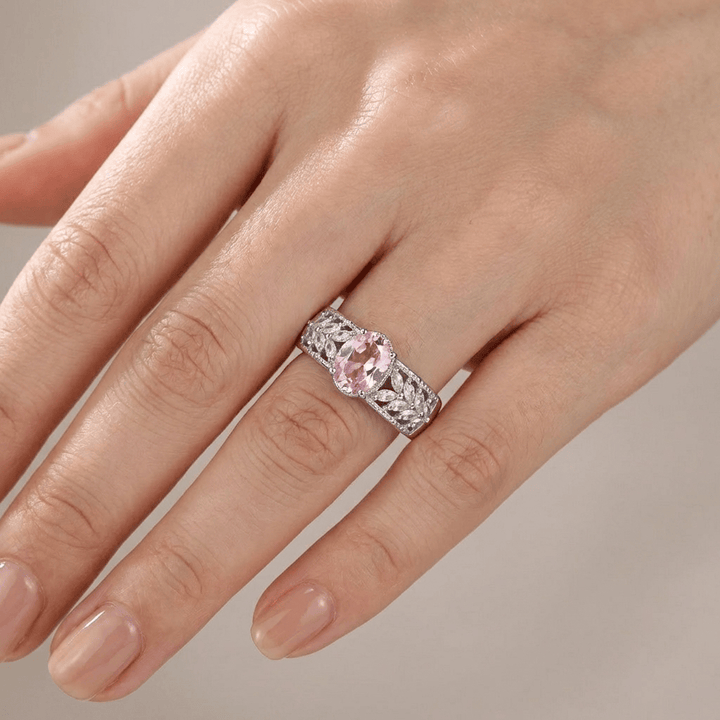 Pink Crystal Band Ring - (Adjustable)