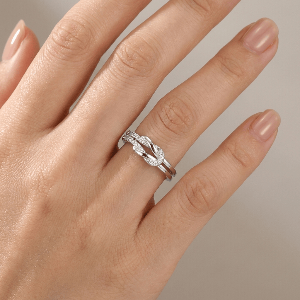 Silver Zirconia Wrap Ring - (Adjustable)