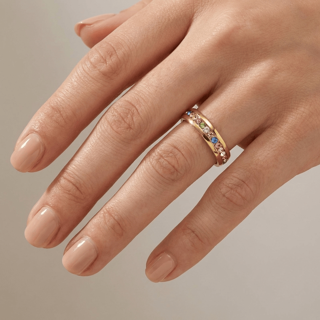 Colorful Crystal Eternity Band Ring