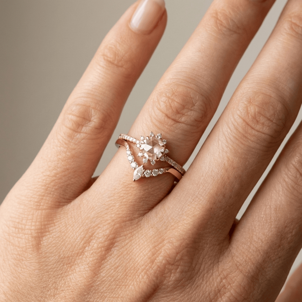 Rose Gold Zirconia Halo Ring