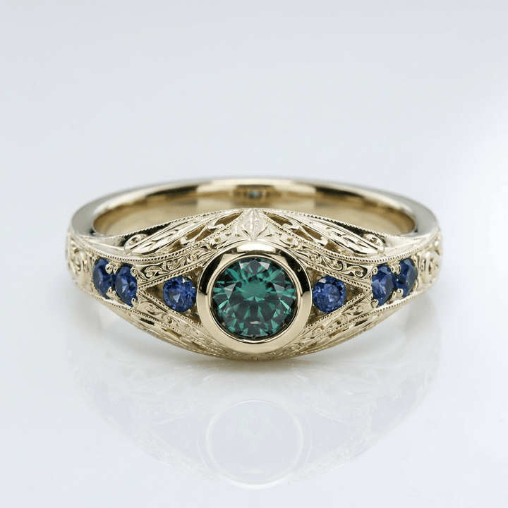 Gold Opal Sapphire Vintage Ring