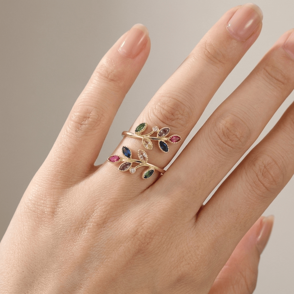 Gold Leaf Wrap Ring - (Adjustable)
