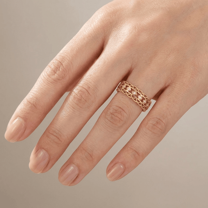 Gold Diamond Open Work Ring