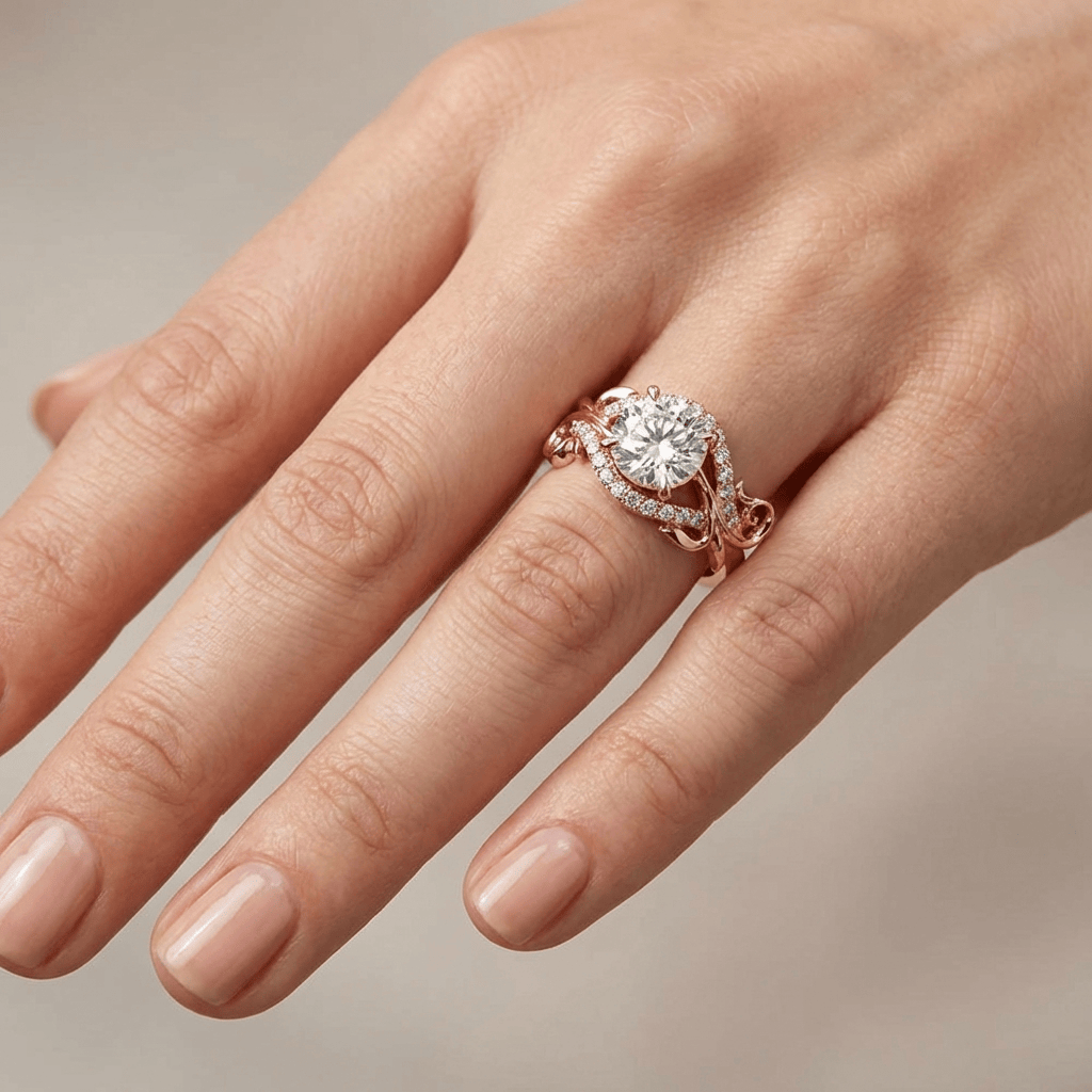 Rose Gold Zirconia Graceful Vine Ring