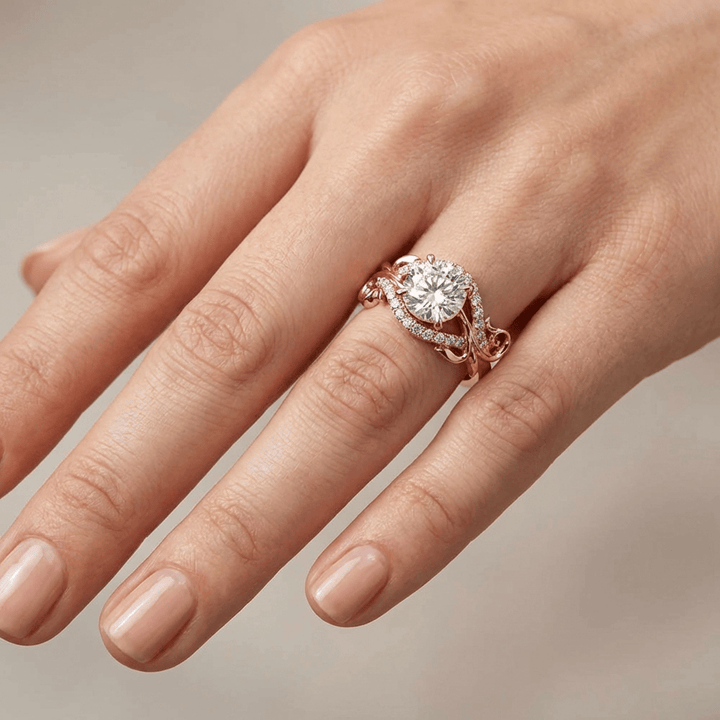 Rose Gold Zirconia Graceful Vine Ring