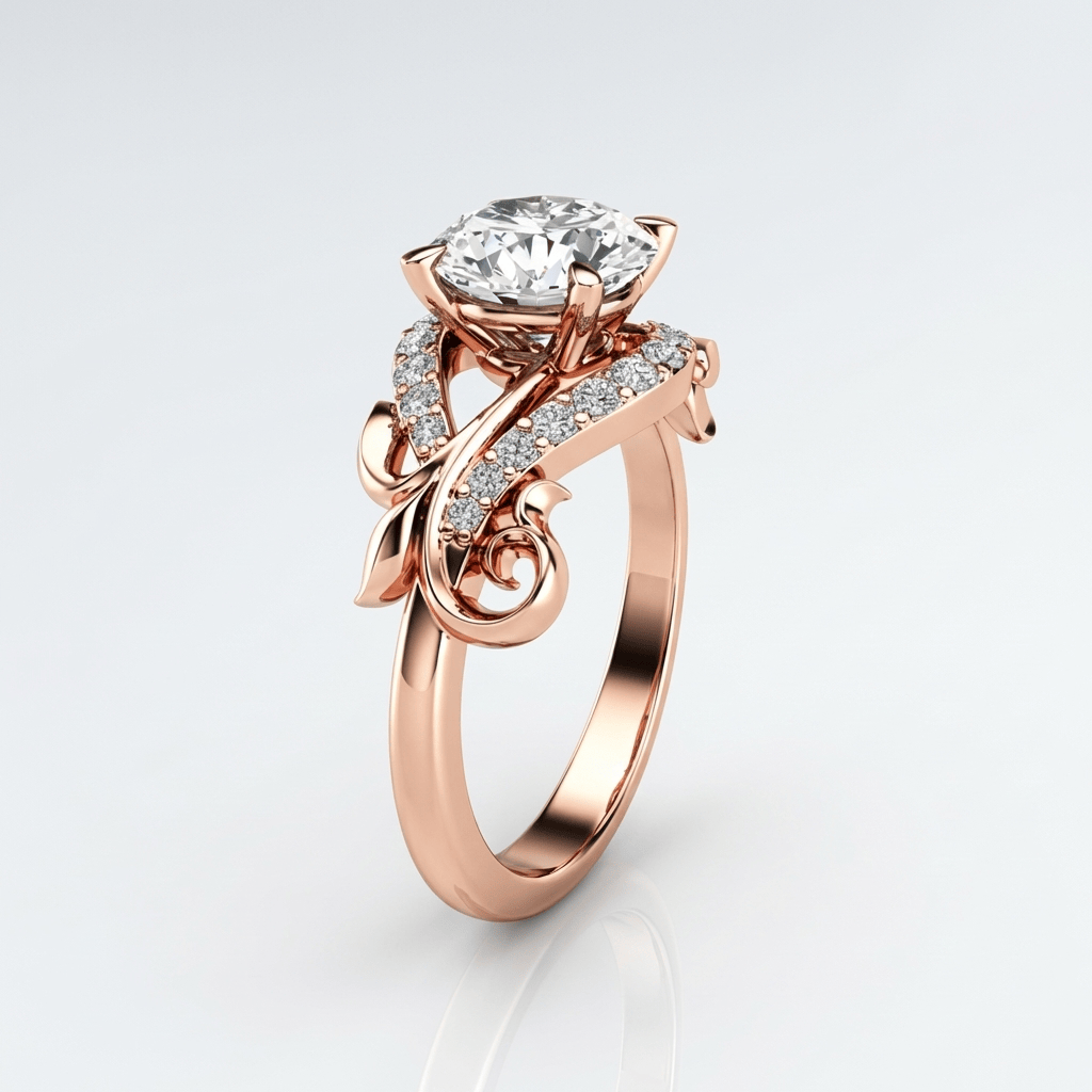 Rose Gold Zirconia Graceful Vine Ring